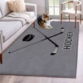 thumbnail image 2 of 4x6 Area Rugs, Gray Hockey Non-Skid Rubber Backing Large Rectangle Rugs - Living Room Bedroom Home Office, Modern Art Vintage Hockey Ball Sports Indoor Floor Mat Carpets Washable Rug, 2 of 9