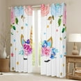 thumbnail image 2 of 52x63 inch Curtains for Unicorn,Flower Unicorn 30%-50% Blackout Curtains 30-50%,Pink Blue Floral Curtains Drapes,Romantic Unicorn Window Curtains 2 Panels for Living Room, 2 of 6
