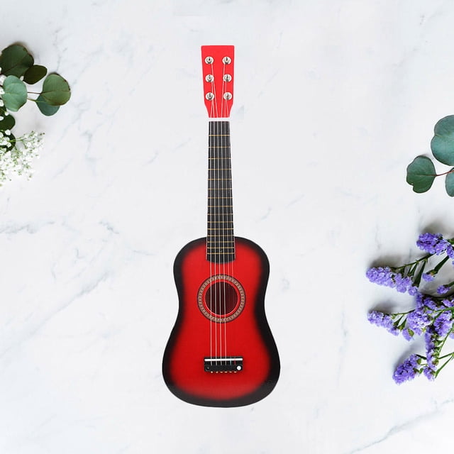 RENACLIPY Guitare Jouet Musical en Rouge pour Débutants Éducation Musicale Voyage Performance 1Pcs