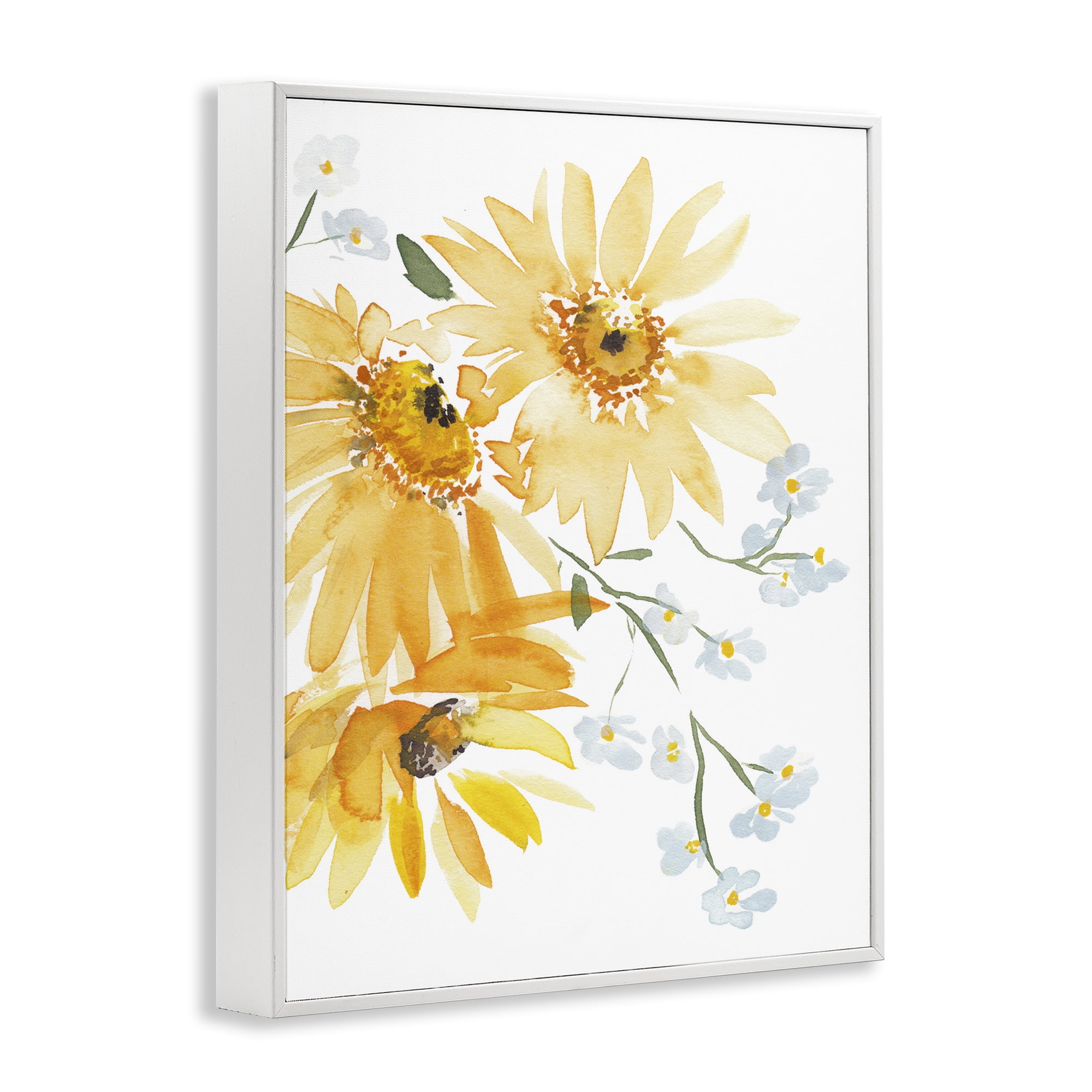 Stupell Industries Modern Yellow Daisies Botanical & Floral Painting White Framed Art Print Wall Art, 16 x 20