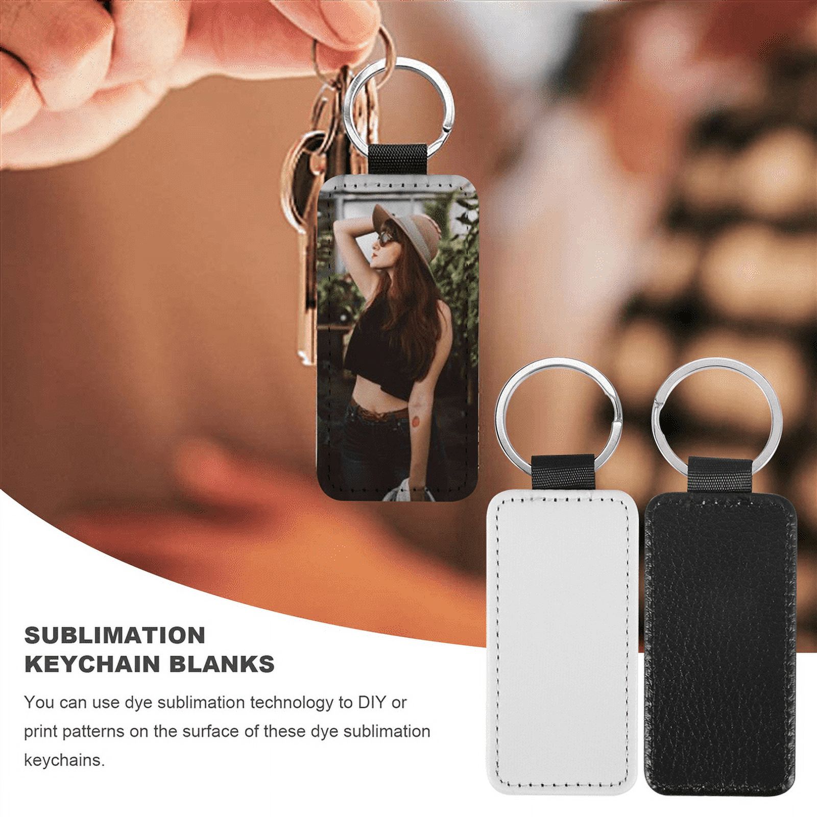 10Pcs Leather Keychain Blank MDF Keychain Sublimation Heat Transfer  Keychain Kit Jewelry Making 