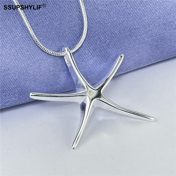 SSUPSHYLIF Silver-Plated Starfish Pendant Necklace – Elegant Ocean-Inspired Jewelry for Women