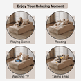 thumbnail image 3 of Leumius Oversized Chaise Lounge Indoor,Cozy Cloud Couch Modern Plush Corduroy Upholstered Sofa Bed with 3 Pillows and Wide Armrest for Living Room, No Assembly Required,Beige, 3 of 12