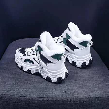 

Women‘s Casual Sneakers High Top Shoes Lace-up Plush Lined Chunky Shoes