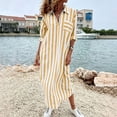 thumbnail image 4 of IUYRTFE Women's Striped Button Down Shirt Dress Long Sleeve Collared Maxi Dress with Pockets Loose Fit Casual Long Gown, 4 of 7