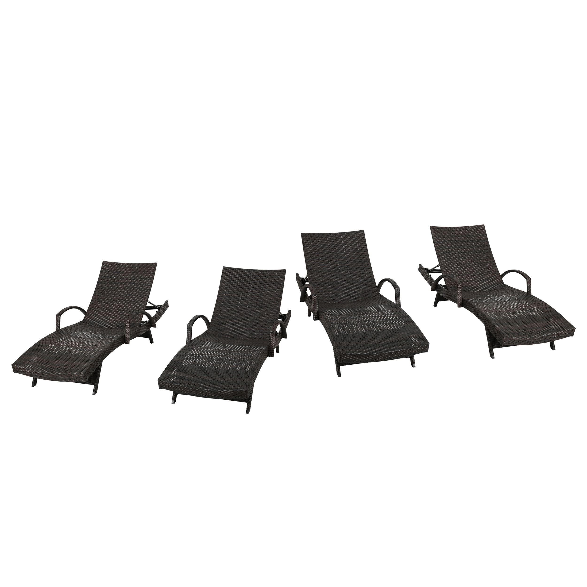Stratford Outdoor Wicker Adjustable Chaise Lounge with Arms Set