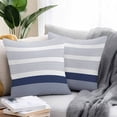 thumbnail image 2 of Abstract Stripe Outdoor Pillow Covers Set of 2 Classic Navy Blue Lines Art Waterproof Throw Pillow Case Decorative Square Cushion Cover for Patio Couch Garden Balcony, 20"x20", 2 of 9