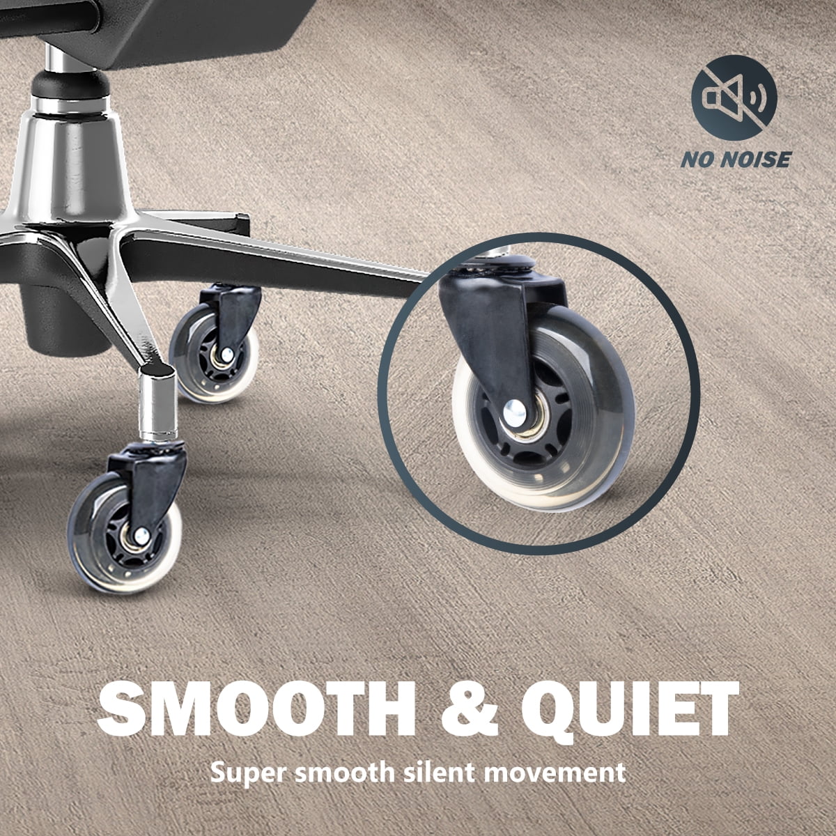 POWERTEC Office Chair Casters Set of 5 | 3" Heavy Duty & Non Marring Wheels Safe for All Floors Including Hardwood (17101)