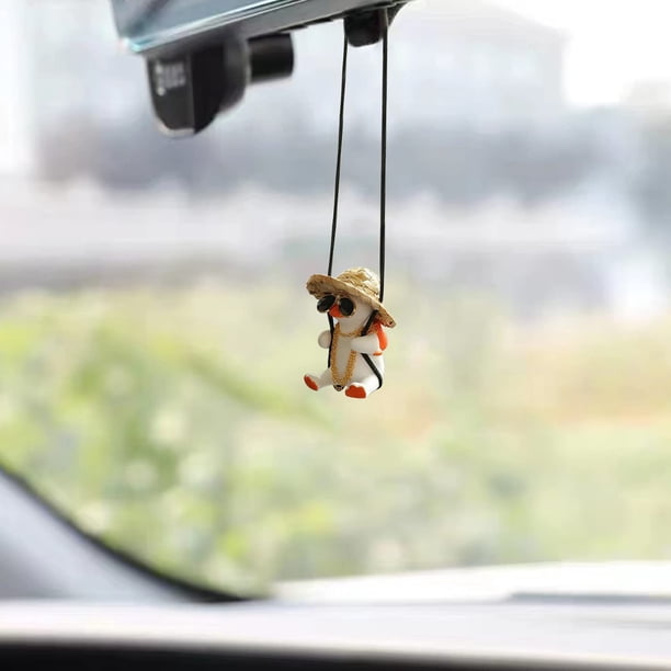 Adorno colgante para coche con forma de pato oscilante, bonitos accesorios para colgar en el coche para el espejo retrovisor, colgante para coche, gafas de sol, columpio colgante de pato