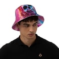 thumbnail image 4 of Xecao Neon Skull With Milkshake Print Men and Women Night Reflective Hat Runner Cap Visor Bucket Hat Boonie Cap, 4 of 6