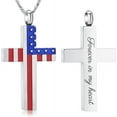 thumbnail image 2 of American Flag Cross Cremation Necklace for Ashes Stainless Steel Cross Pendant Urn Necklace Memorial Keepsake Jewelry for Men Women, 2 of 6