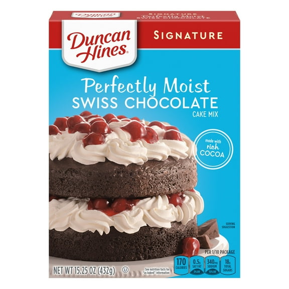 Pack Of 2 Duncan Hines Signature Perfectly Moist Swiss Chocolate Cake Mix, 15.25 oz (Package May Vary)