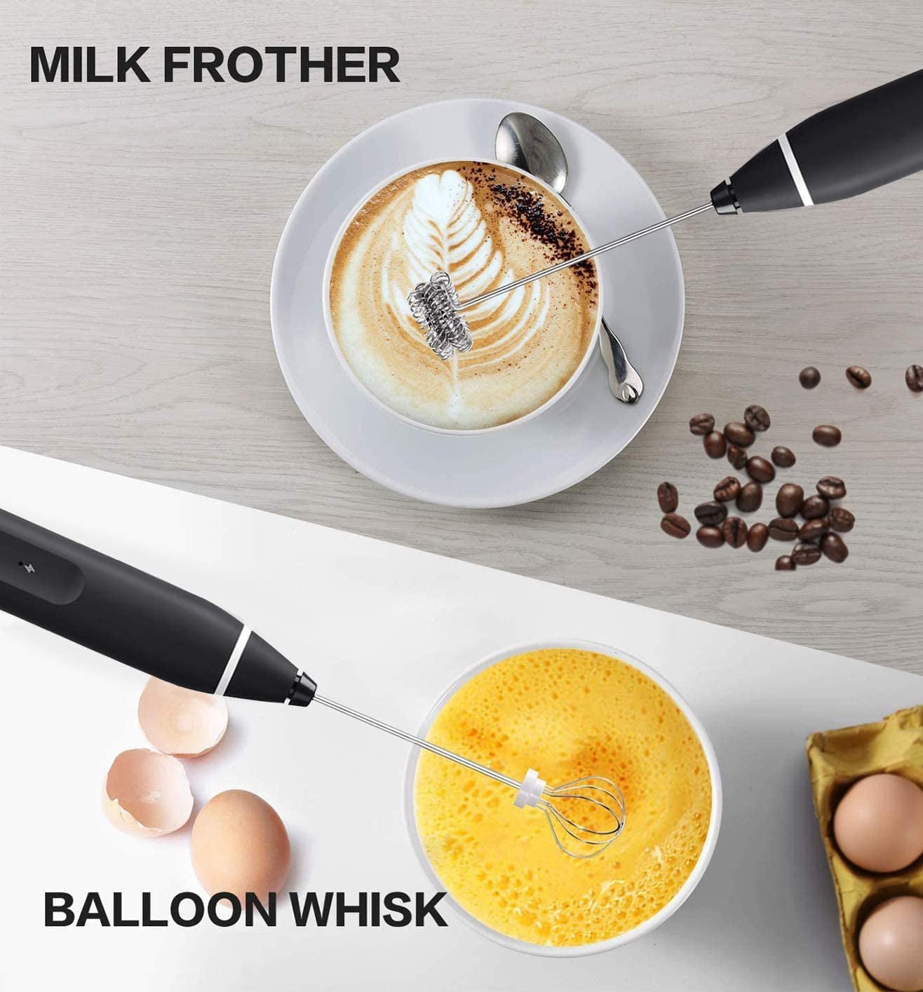  Coffee Frother, USB-Rechargeable Frother with 2 Stainless Whisks,  3-Speed Adjustable Handheld Frother Electric Drink Mixer for Cappuccinos,  Hot Chocolate, Milkshakes, Egg Mix (Pink): Home & Kitchen