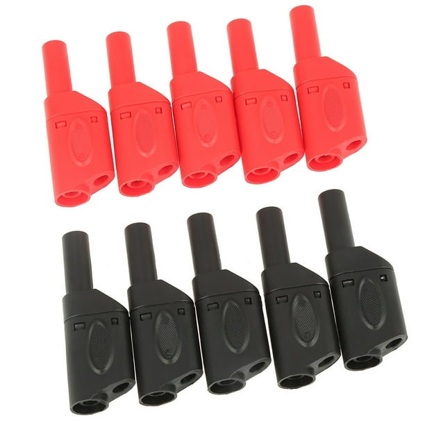 10 Conectores Macho De Banana Apilables, Totalmente Aislados, De Seguridad, Rojo Y Negro, De 4 Mm, Conexión De Prueba Eléctrica Niquelada Con Resorte De Latón De Alta