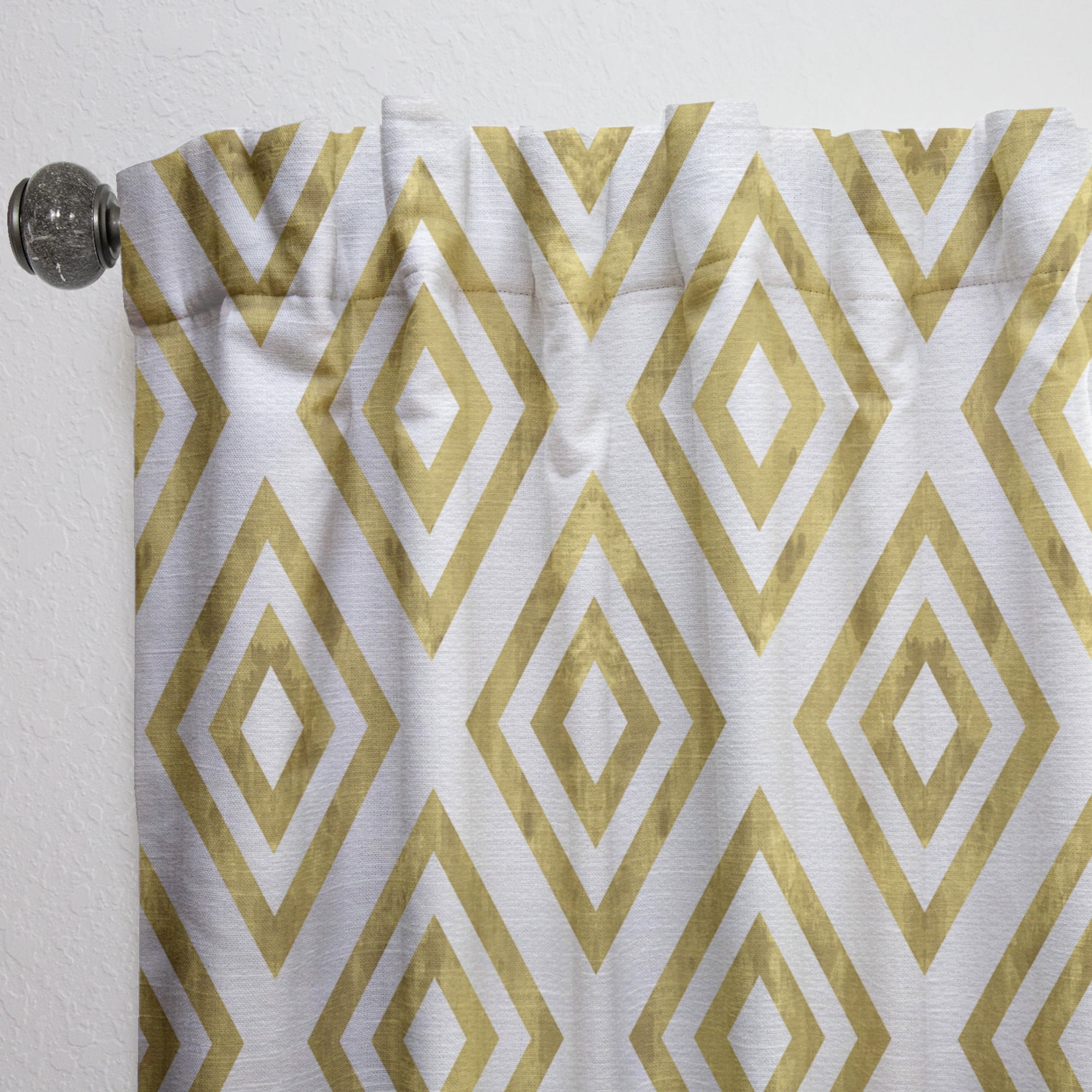 Designart 'Honeycomb Capital Gold I' Modern & Contemporary Yellow & Gold Sheer Curtain Panel