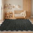 thumbnail image 3 of Garvee 4'x6' Modern Scalloped Rug Washable Rug with Non Slip Backing, Neutral Farmhouse Soft Low Pile Carpet for Living Room Bedroom Home Office, Dark Gray, 3 of 8