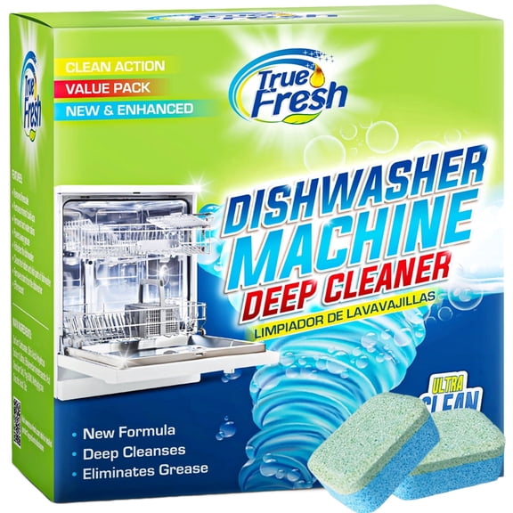 True Fresh Dishwasher Cleaner Tablets 18 Pack - Dishwasher Cleaner and Deodorizer to Descale, Remove Limescale and Buildups