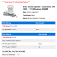 thumbnail image 2 of Brake Master Cylinder - Compatible with 1991 - 1999 Mitsubishi 3000GT 1992 1993 1994 1995 1996 1997 1998, 2 of 3