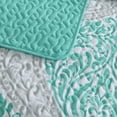 thumbnail image 3 of Comfort Spaces Twin/Twin XL Quilt Set 2-Piece Printed Damask Pattern Reversible Bedding, Teal/Gray, 3 of 5