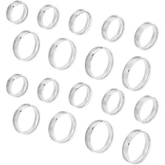 201 Stainless Steel Grooved Finger Rings Set for Men Women Stainless Steel Color Wide: 6mm Inner Diameter: 16~22.2mm 3Pcs/size 9 Size 27Pcs/box