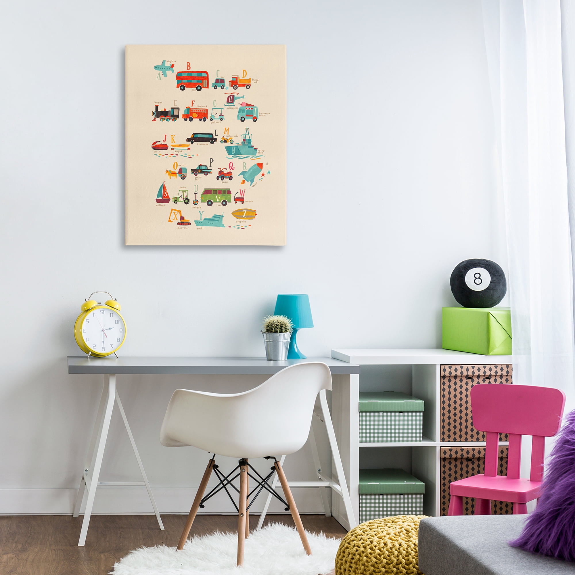 Stupell Industries Transportation AZ Alphabet Education Painting Wrapped Canvas Art Print Wall Art, 30 x 40