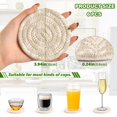 thumbnail image 3 of Haosy Set of 6 Drink Woven Coaster with Holder Heat Resistant Non-Slip Bar Coasters 4 Inches White Bohemian Leaves, 3 of 7