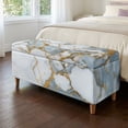 thumbnail image 2 of SEANATIVE Stretch Ottoman Slipcover for Storage Ottoman, Rectangular Footrest Stool Cover Dustproof Furniture Protector Removable Storage Bench Slipcover, M, Marble White Gold Gray, 2 of 7