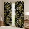 thumbnail image 2 of Homewish Black Gold Skull Kitchen Curtains,Vintage Damask Black Out Curtains Pack of 2 (42x63 Each),Halloween Living Room Curtains, 2 of 6
