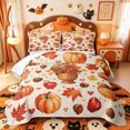 thumbnail image 2 of Manfei Orange Pumpkin Maples Quilt King,Fall Thanksgiving Print King Coverlet Set,3pcs,1 Bedspread and 2 Pillowcases, 2 of 7