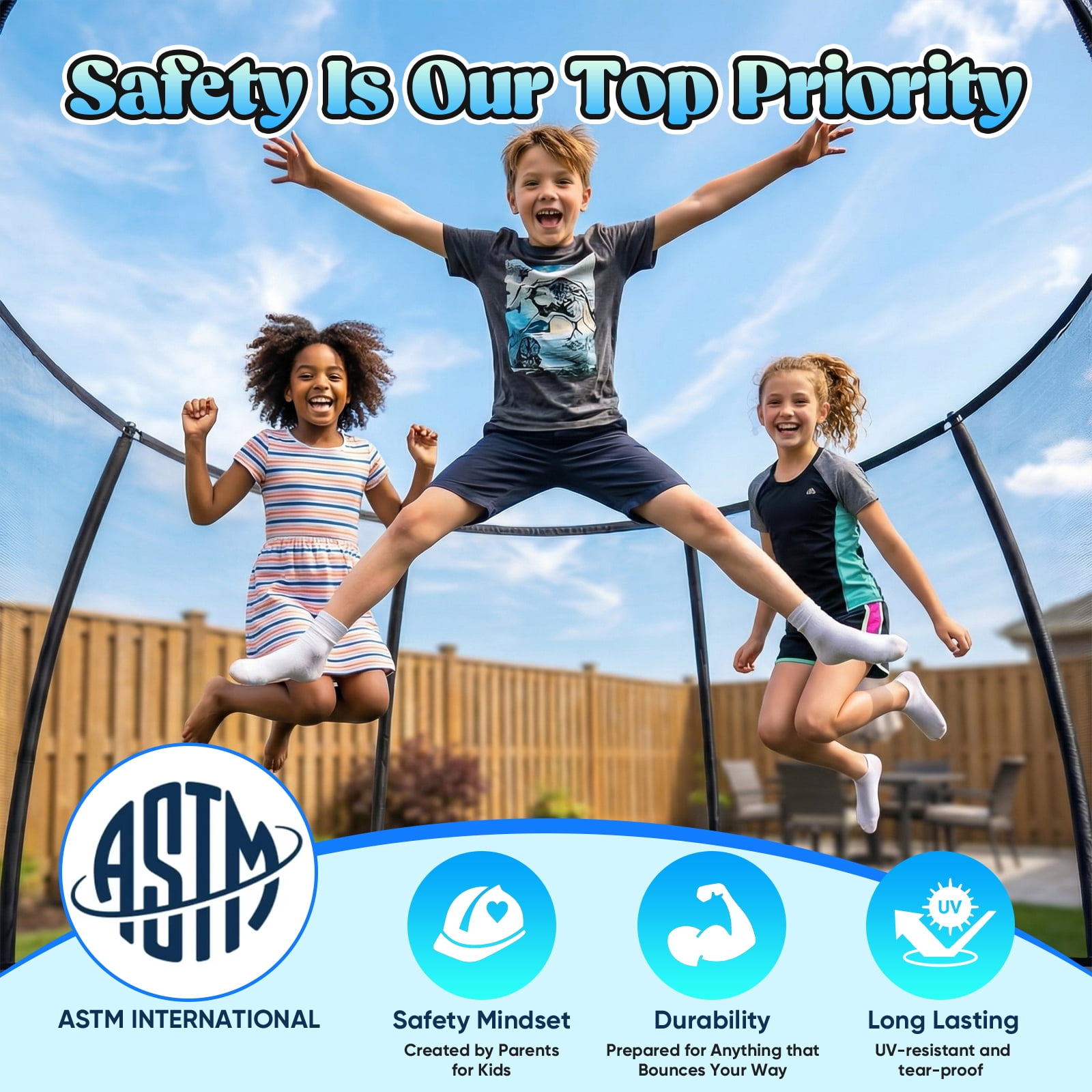 Gardwin Outdoor Trampoline 10FT/12FT/14FT Round Jumping Trampoline with Enclosure Net and Ladder,Recreational Backyard Trampolines Anti-Rust for Kids Birthday Gift