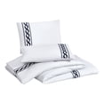 thumbnail image 3 of Dee Ocleppo Embroidered Cable Border White/Navy 3-Piece Hotel Style Comforter Set, King, 3 of 6