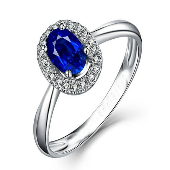 1.50 Carat Sapphire and Diamond Halo Engagement Ring in White Gold for Her