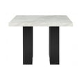 thumbnail image 2 of MIKHA White Bar Table Set with 4 Stools - 48" Square Faux Marble Top & Rubberwood, Black Base. Modern Dining Set for Kitchen or Home Bar. Seats 4., 2 of 6