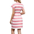 thumbnail image 6 of Deago Women's Summer Dresses Striped Crewneck Short Sleeve T Shirt Dress Casual Tie Waist A Line Dress (Pink, XL), 6 of 9