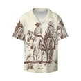 thumbnail image 2 of Lsque Cowboys Riding Horses print Men's Cuban Collar Short Sleeve Shirt Summer Beachwear Casual Button Down Fashionable Vacation Leisure Shirt-Large, 2 of 7