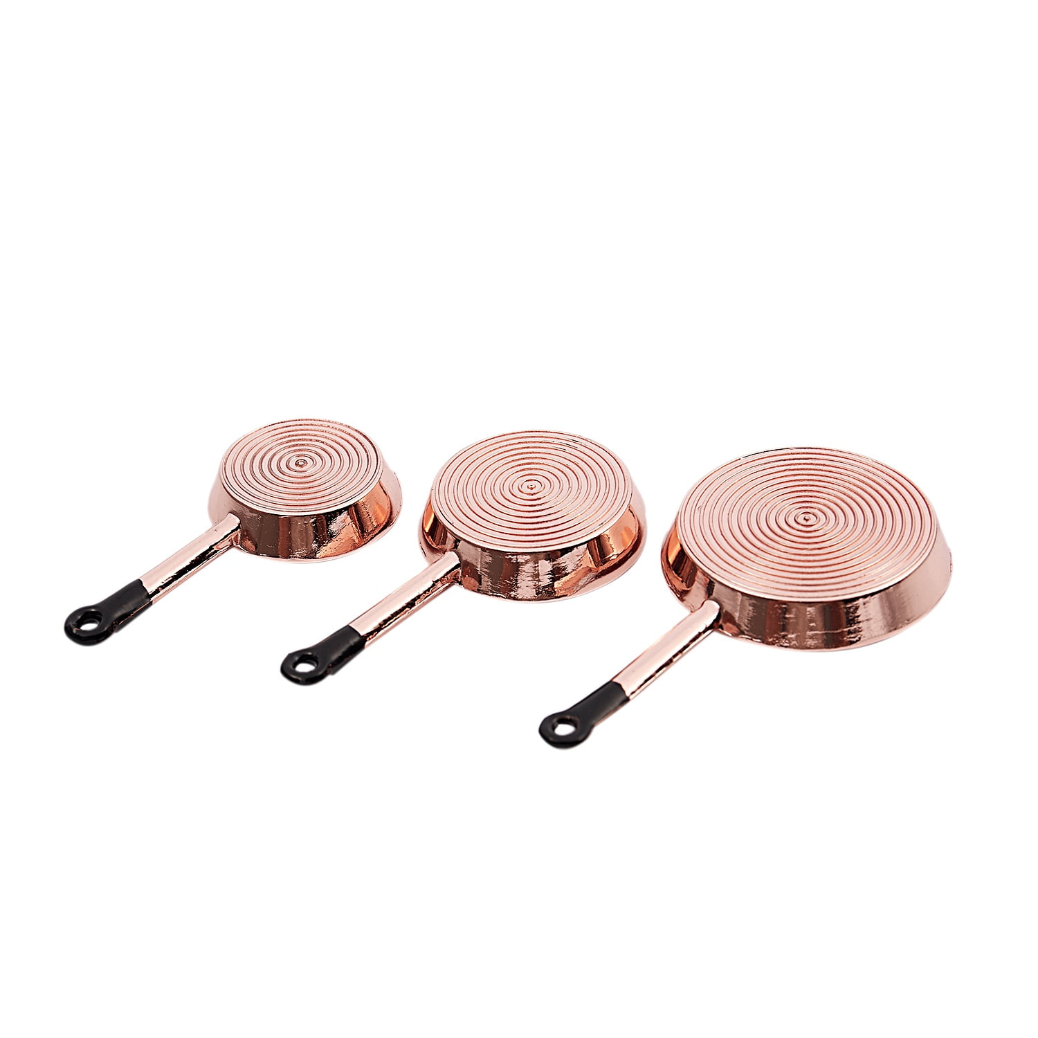 1/12 Scale 3pcs Dollhouse Miniature Metal Frying Pans Cooking Pot Cookware  P5S7