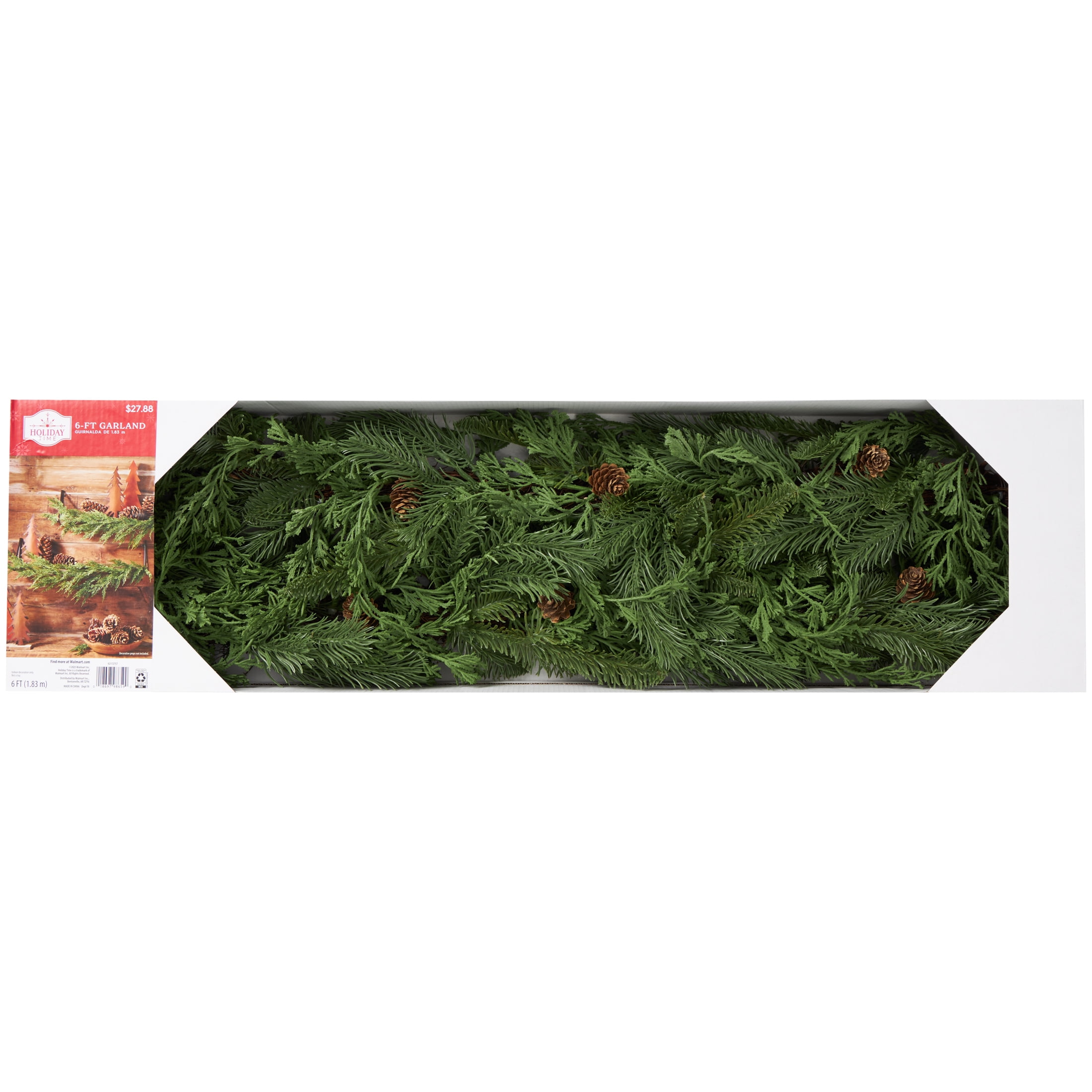 Green Faux Christmas Garland, 6 Foot, by Holiday Time
