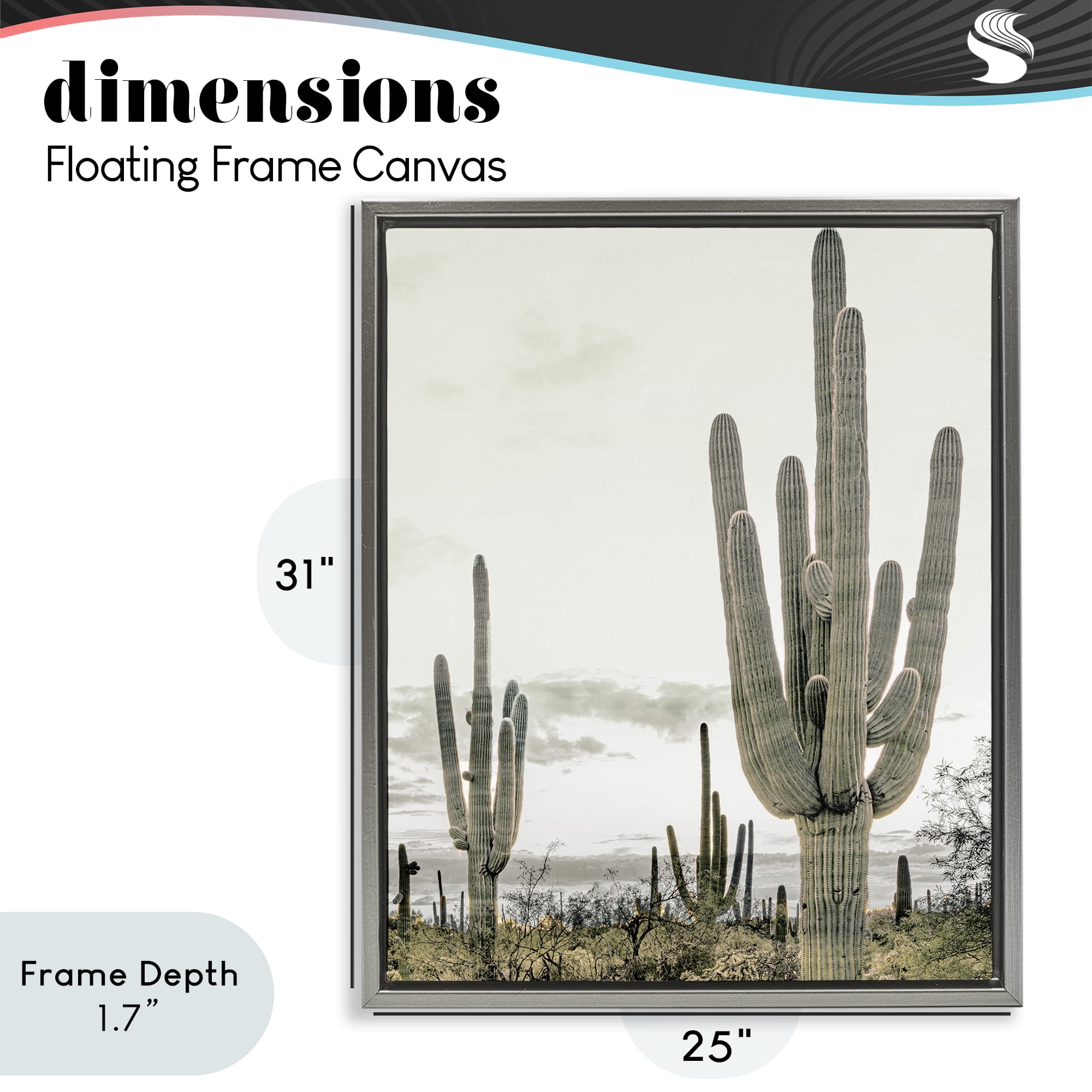 Stupell Industries Subdued Desert Cacti Gray Framed Floater Canvas Wall Art, design by Kim Allen