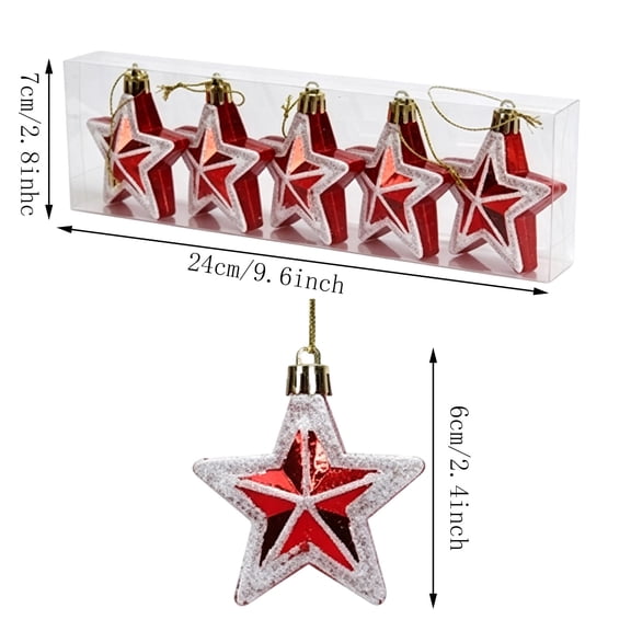 Cadancy Christmas Ornaments Tree Hanging Stars Baubles Holiday Decoration Shatterproof Balls Pendant Festive Party Supplies Seasonal Home Indoor Mantel Fireplace Window Decor