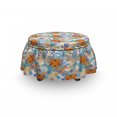 thumbnail image 3 of Cartoon Ottoman Cover, Tigers and Leafy Branches, 2 Piece Slipcover Set with Ruffle Skirt for Square Round Cube Footstool Decorative Home Accent, Standard Size, Dark Orange Multicolor, by Ambesonne, 3 of 5