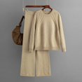 thumbnail image 2 of Jindong Ensemble de Pyjamas pour Femmes Automne Hiver Couleur Unie Manches Longues Col Roulé Chandail Tricoté Pantalon Grand Version Ample Décontractée Vêtements de Maison Ensembles de Détente pour Femmes, 2 of 9