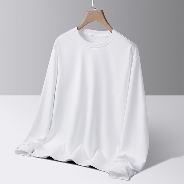 pstuiky camisa de manga larga para hombre, Blusas de cuello redondo, sueltas, informales, cómodas, lisas, de manga larga, para hombre camisetas de hombre xl