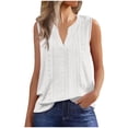 thumbnail image 3 of Pxxlle Whiter Eyelet Tops for Women Summer Casual Sleeveless Tank Top Loose Fit V Neck Trendy Shirts for Going Out White XXL, 3 of 10