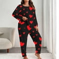 thumbnail image 2 of cfhntfmh Women's Plus Size Pajama Sets Long Sleeve Top Long Pants Sleepwear Valentine's Day Pjs Sets Matching Sets, 2 of 6