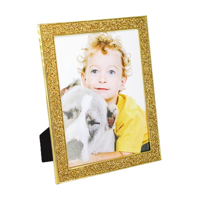 LCXmlly Shiny Edge Photo Frame Shiny Edge Electroplated Stainless Photo Frame Luxury Glitter Wall Mounting Table Top