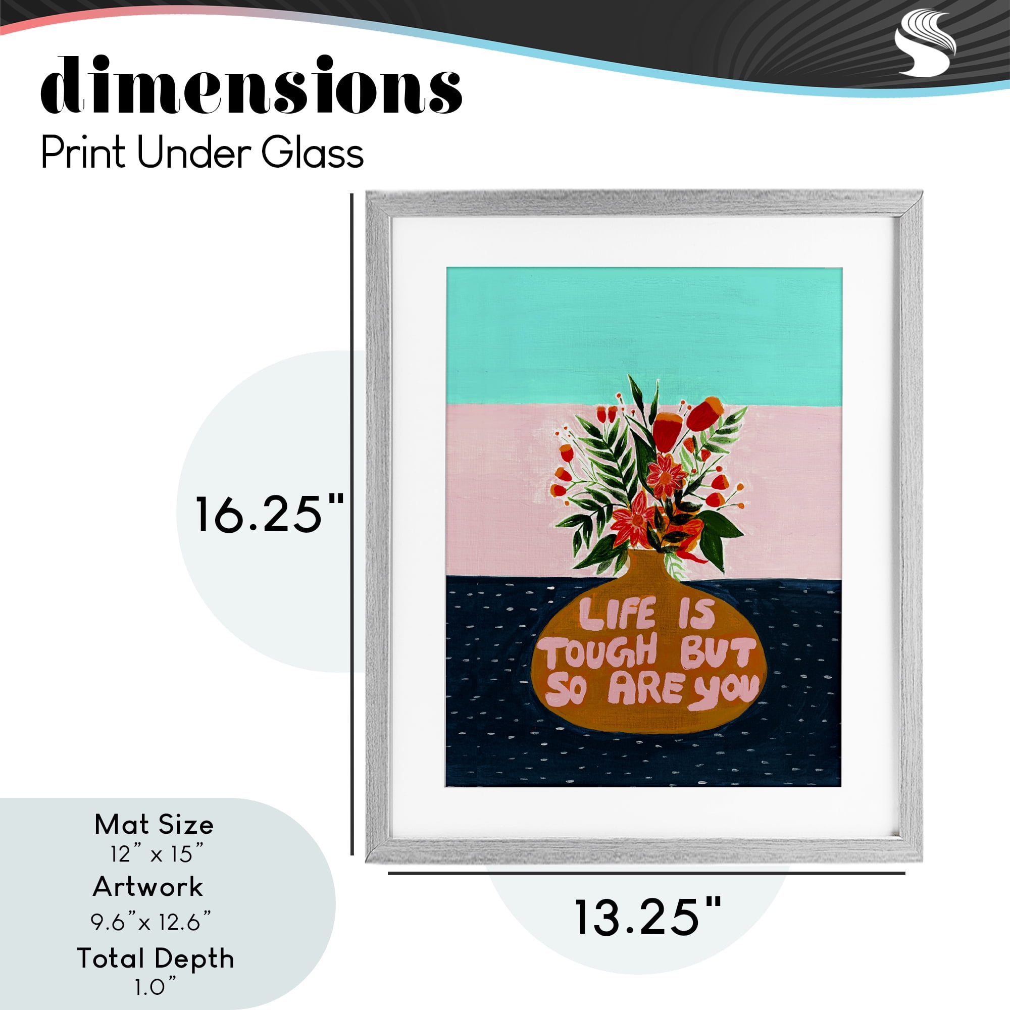 Life Tough So Are You Gray Framed Print Under Glass, design by Nabeela Rumi