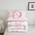 thumbnail image 4 of Pink Bow Comforter Set,Princess Style Bowknot Love Hearts Girly Fairy Bedding Set All Season,Initial Letter O Chic Romantic Comforter 2 Pcs with 1 Pillowcase,Kawaii Pink,Twin Size, 4 of 6
