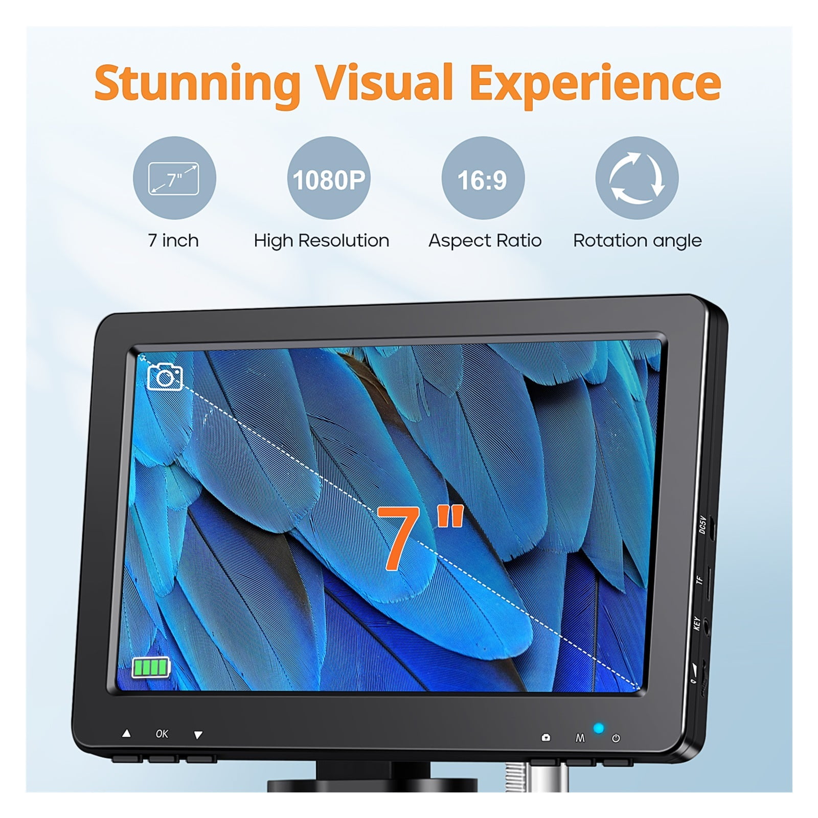 7'' LCD Scope DM9 1200X Digital 1080P HD Scope Soldering Repair Tool Coin Magnifier With 10 LED Light