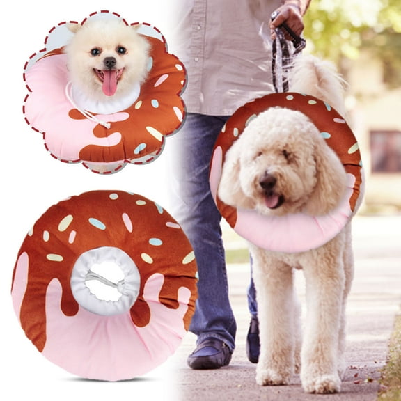 Dog Cone Collar Alternative After Surgery,Pet E Collars Anti-Bite Donuts Collars Cat Dog Grooming Headgear Pet Collar(L,Brown)