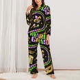thumbnail image 2 of Balery Mardi Gras3 Conjunto de Pijama con Estampado para Mujer, Conjunto de Dos Piezas con Manga Larga, Ropa de Dormir Suave con Bolsillos, Pijamas Cómodos-Medium, 2 of 7